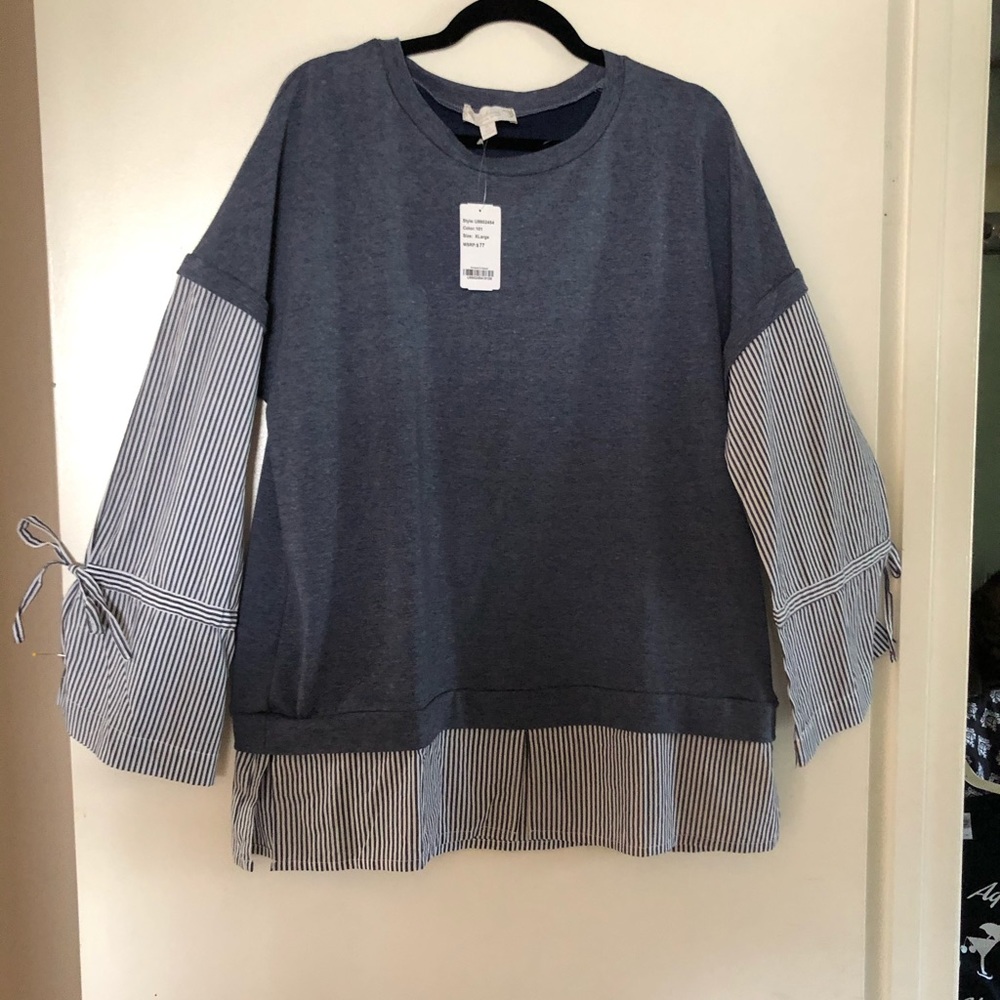 Denim color long sleeve blouse